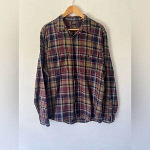 Todd Snyder Cotton Maroon Full Button Plaid Flannel Size XL